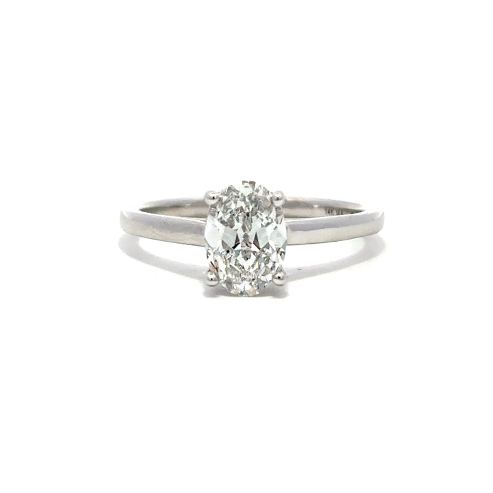 Solitaire Ring (Oval) - 14k White Gold 1.04ct #13091