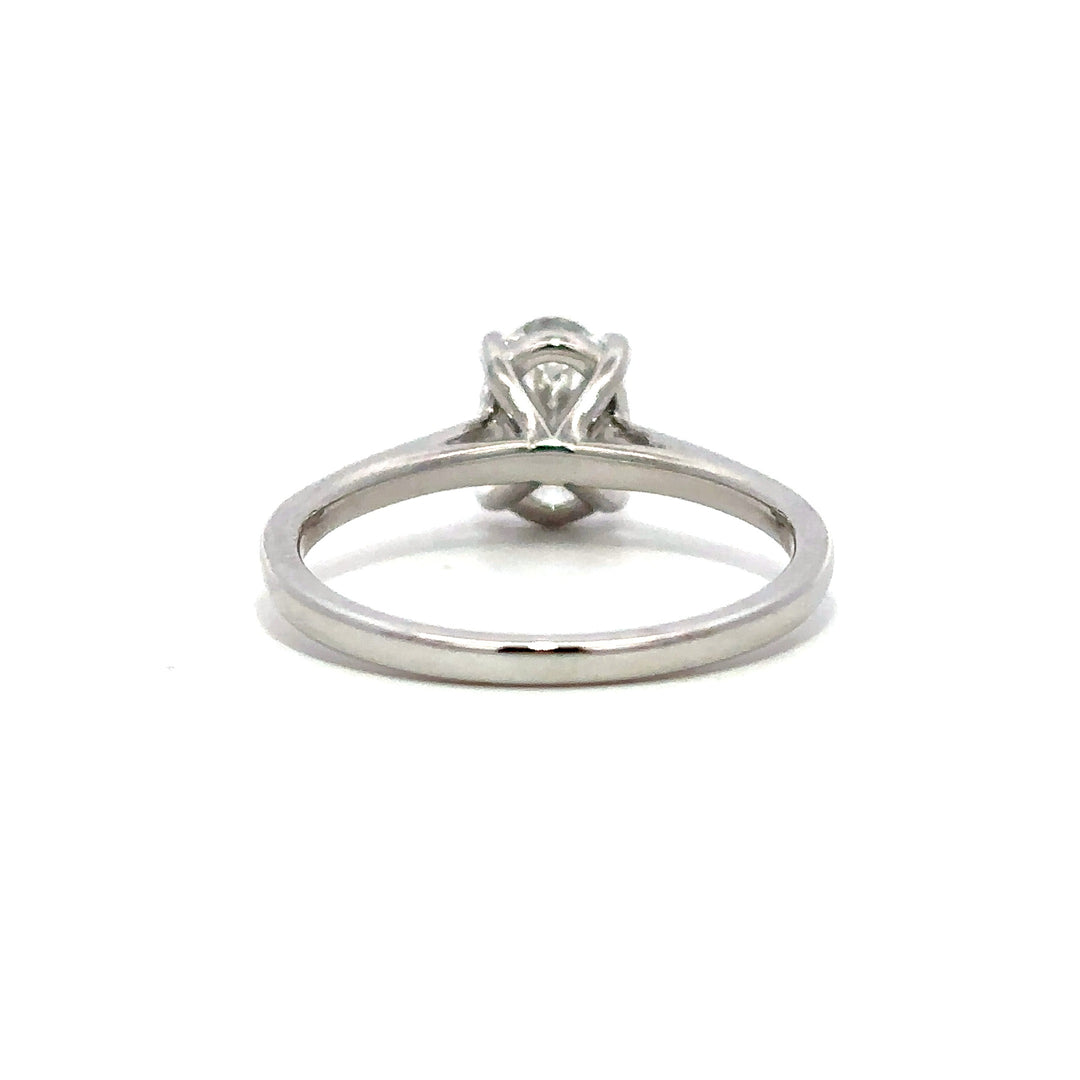 Solitaire Ring (Oval) - 14k White Gold 1.04ct #13091
