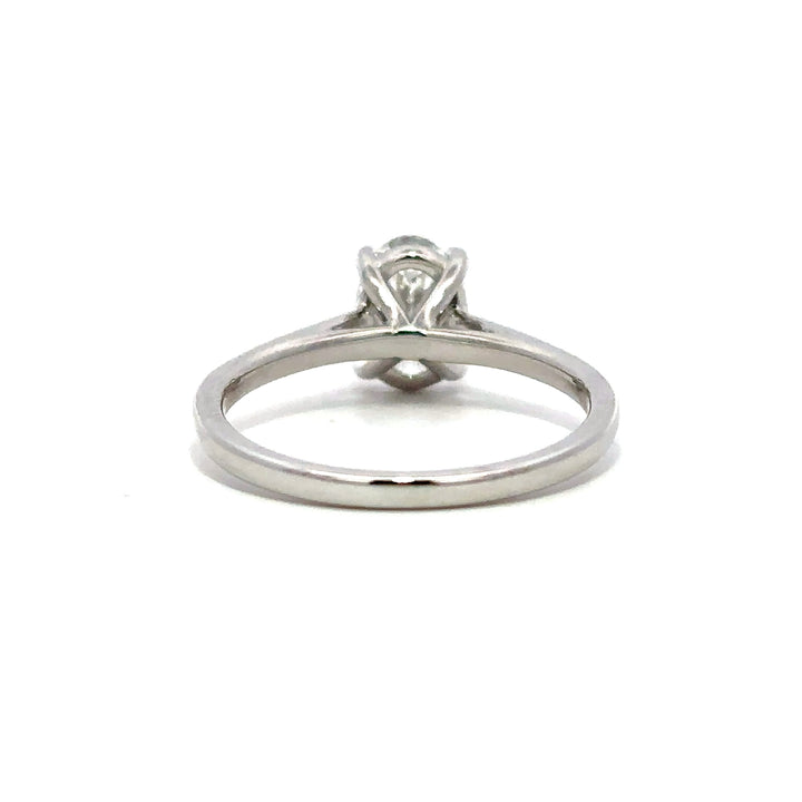 Solitaire Ring (Oval) - 14k White Gold 1.04ct #13091
