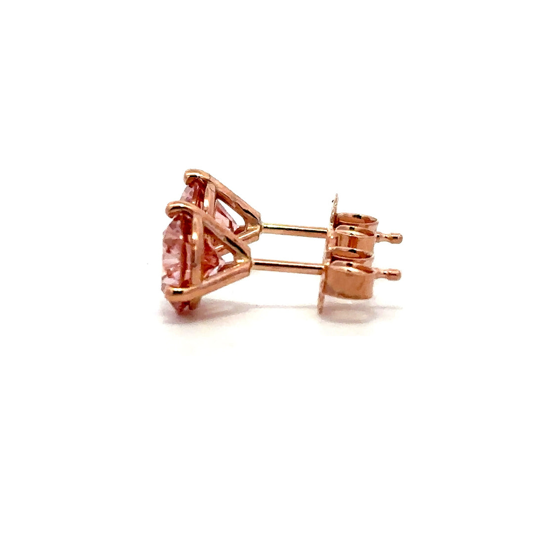 Solitaire Earrings (Martini-Set) - 14k Rose Gold Fancy Pink 2.00ct #13094