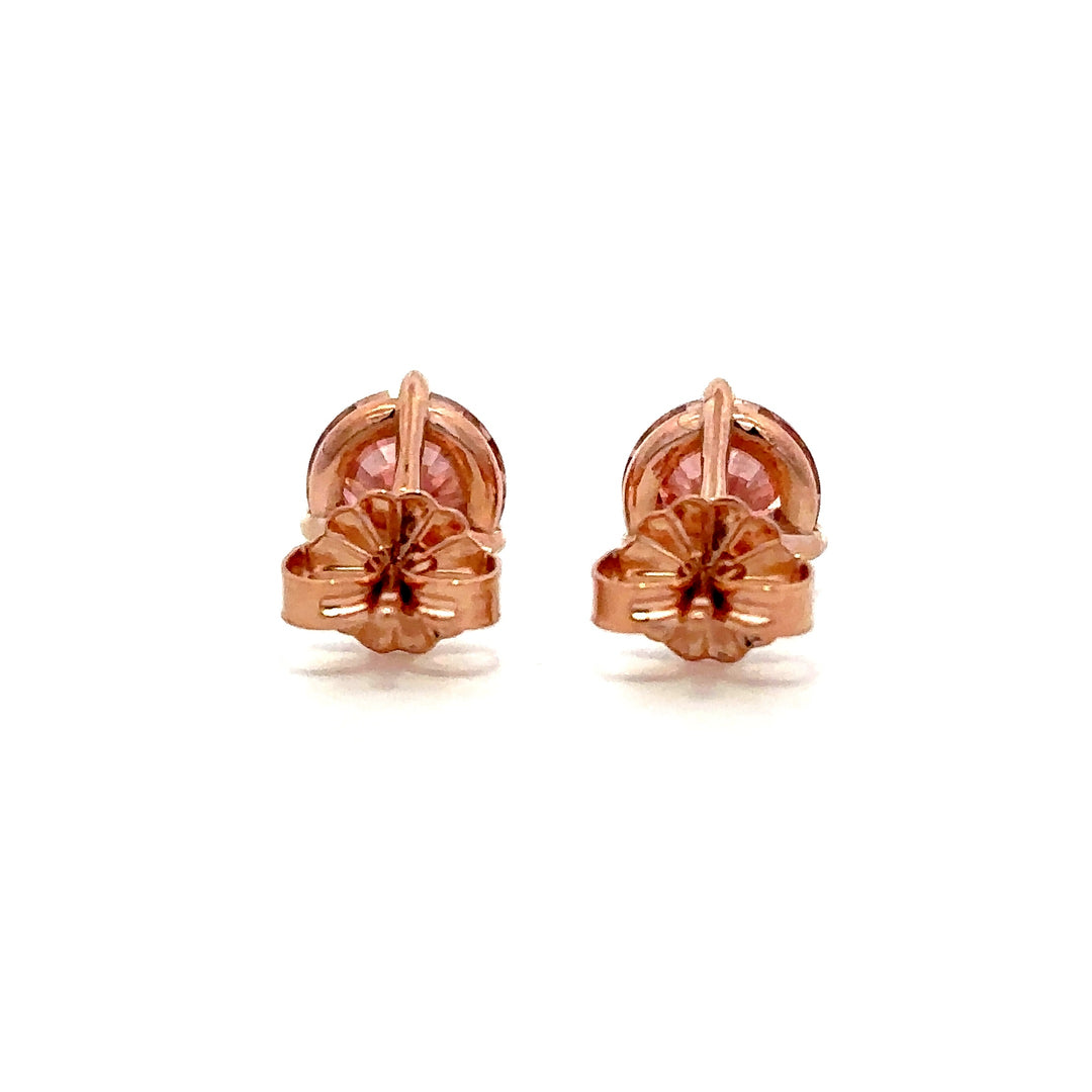 Solitaire Earrings (Martini-Set) - 14k Rose Gold Fancy Pink 2.00ct #13094