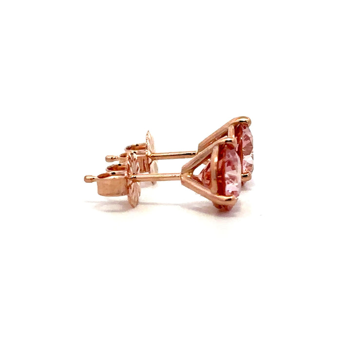 Solitaire Earrings (Martini-Set) - 14k Rose Gold Fancy Pink 2.00ct #13094