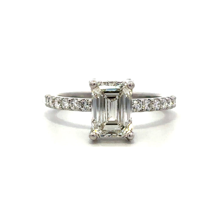 Hidden Halo Ring (Emerald) - 14k White Gold 1.87ct #13095