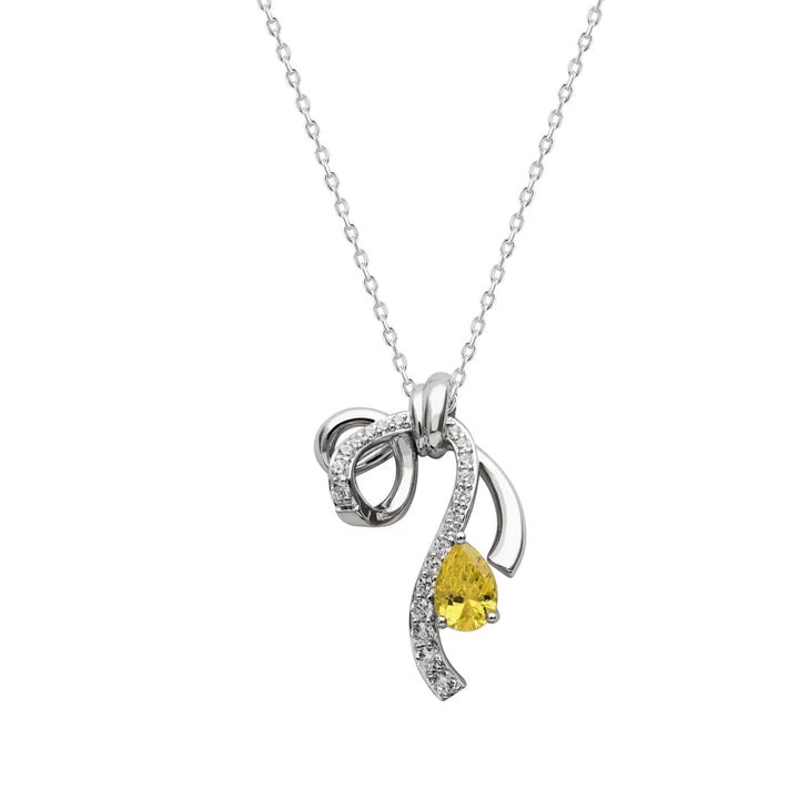 Flourishan "Ribbon Gift" Necklace - 14k White Gold Vermeil #13125