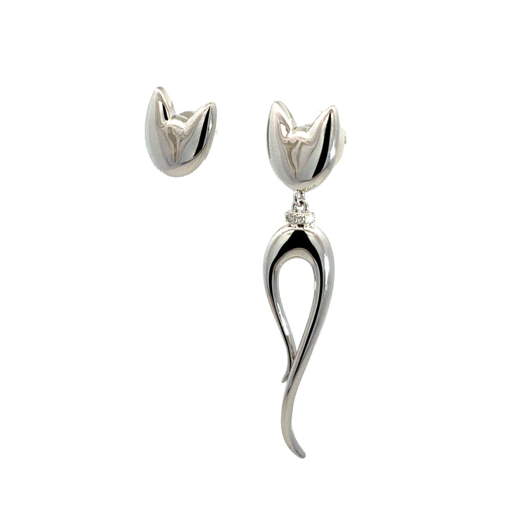 Flourishan "Cat Silhouette" Earrings - 14k White Gold Vermeil #13143