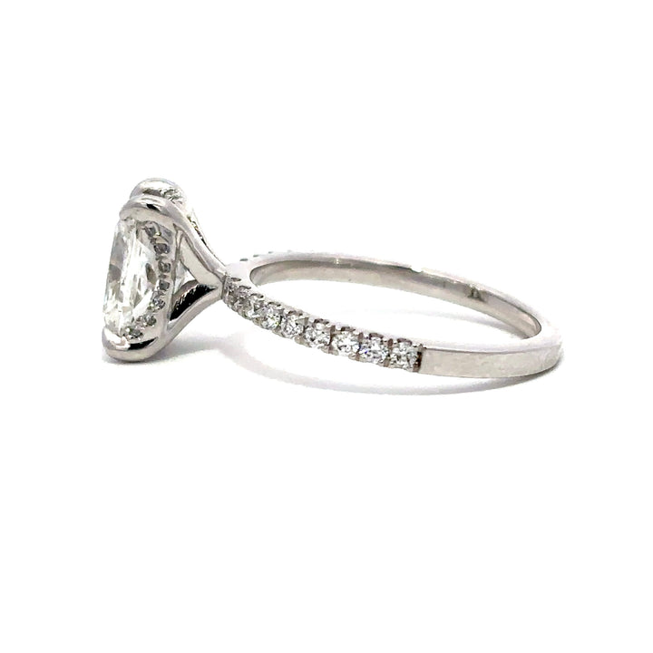 Hidden Halo Ring (Elongated Cushion) - 14k White Gold 2.10ct #13238