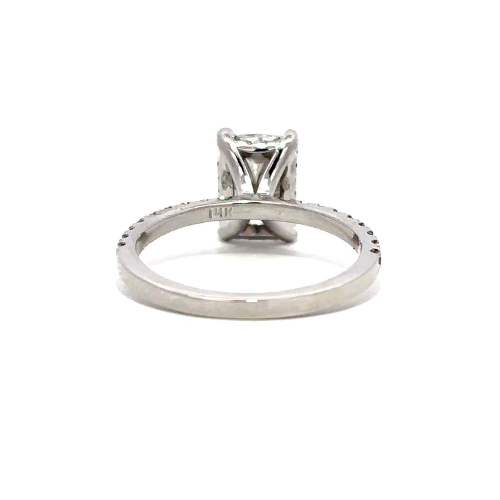 Hidden Halo Ring (Elongated Cushion) - 14k White Gold 2.10ct #13238