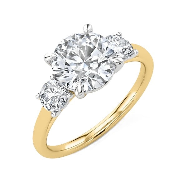 Three Stone Ring - Round Side Diamonds #13262