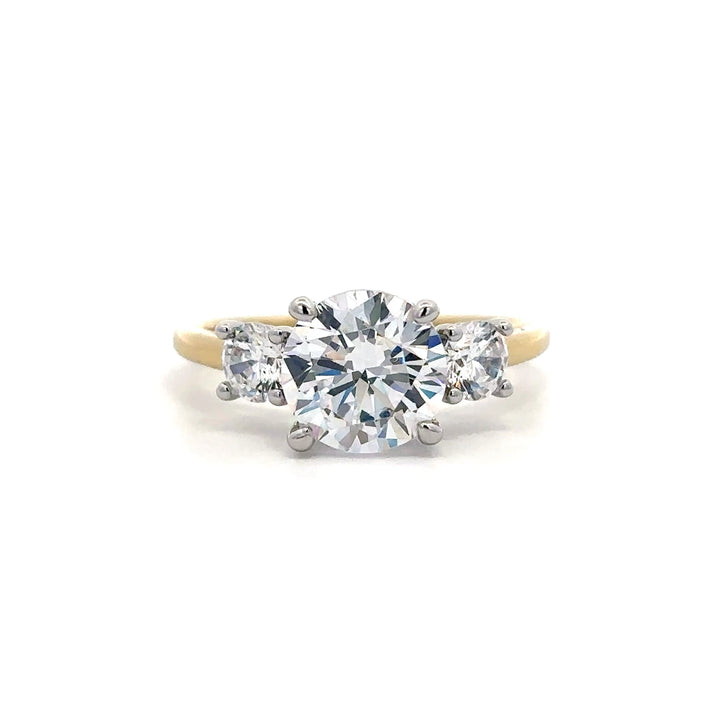 Three Stone Ring - Round Side Diamonds #13262