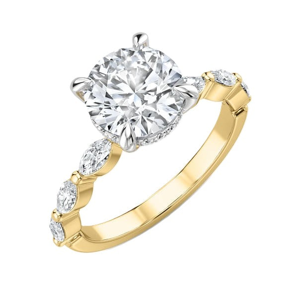 Hidden Halo Ring - Marquise Side Diamonds #13267