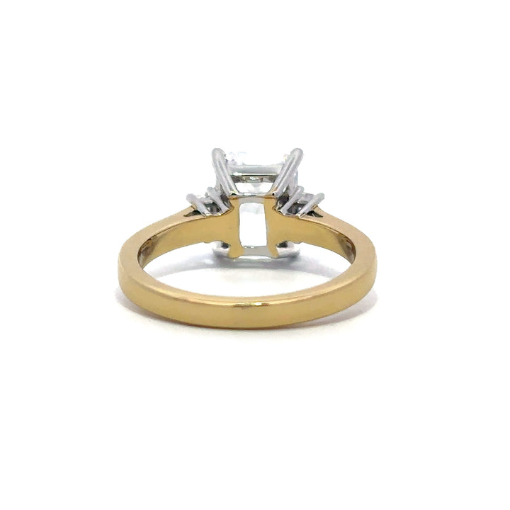 Three Stone Ring - Emerald Side Diamonds #13280