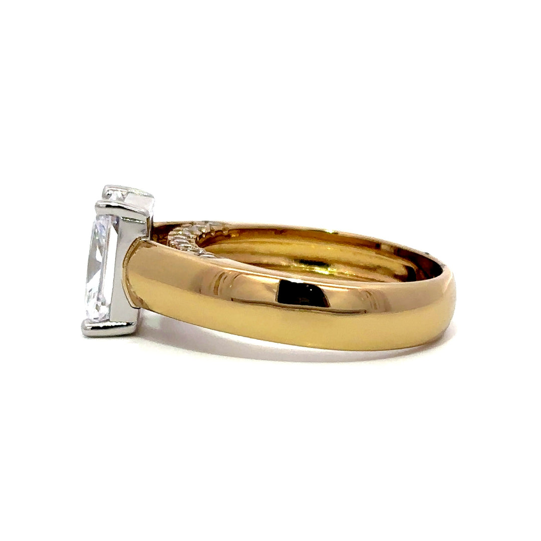 Wide Band Ring - Bridge Diamond Setting #13290