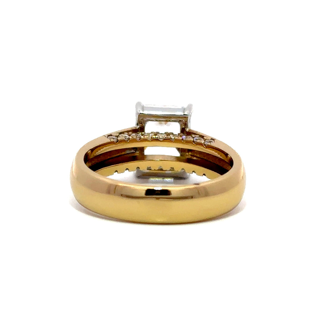 Wide Band Ring - Bridge Diamond Setting #13290