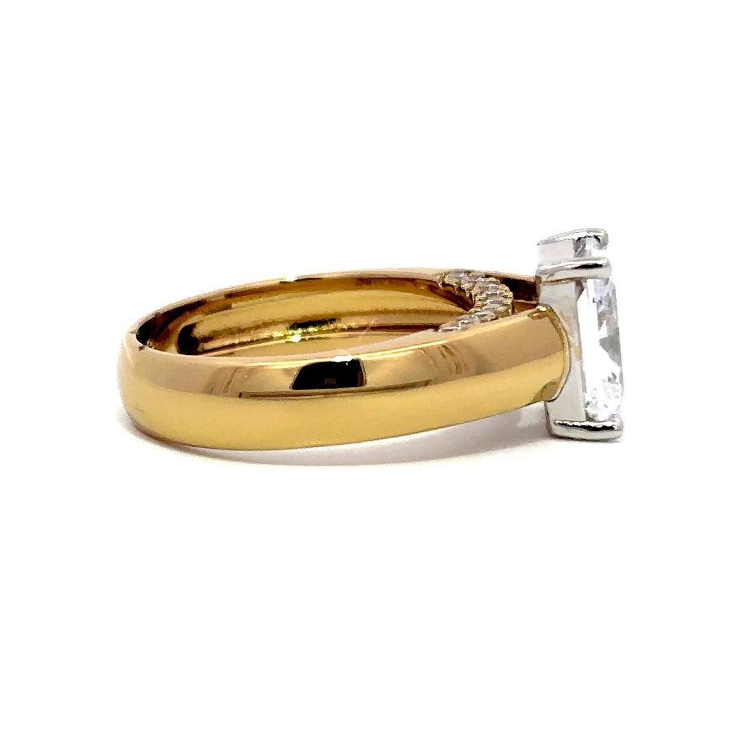 Wide Band Ring - Bridge Diamond Setting #13290