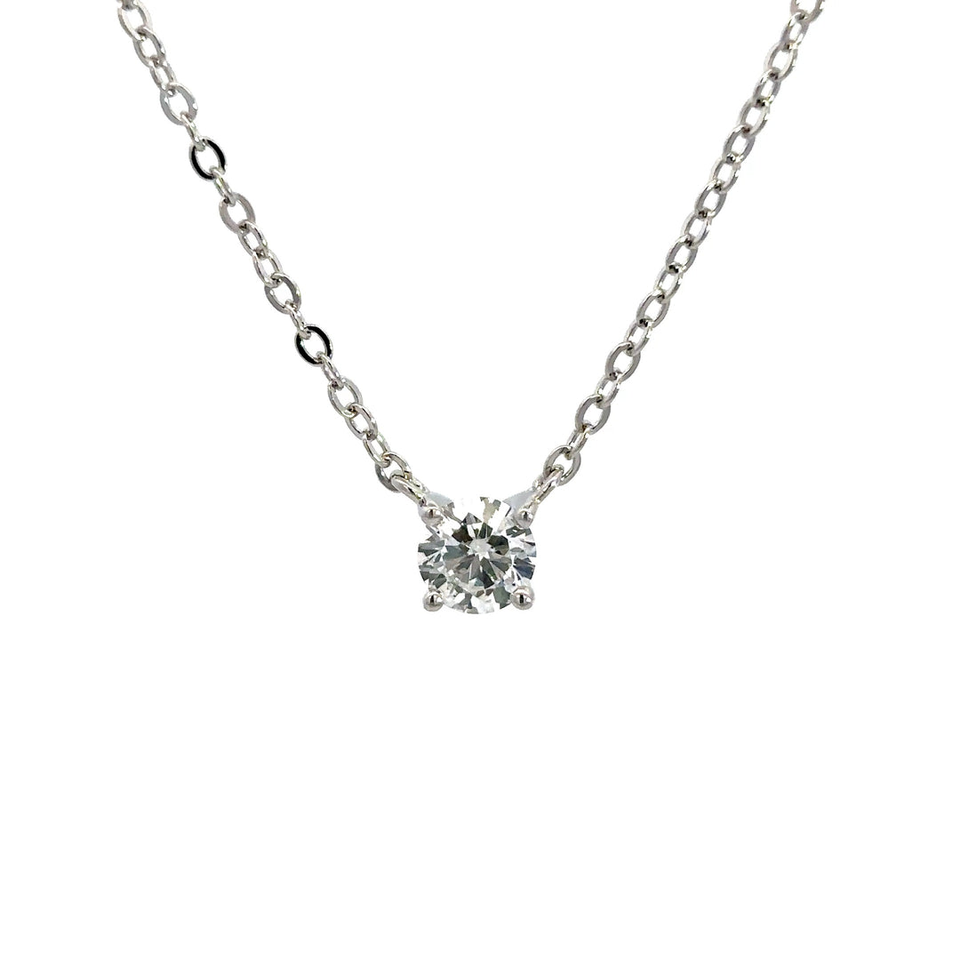 Platinum Infused Sterling Sliver - Solitaire Necklace 0.50ct #13329