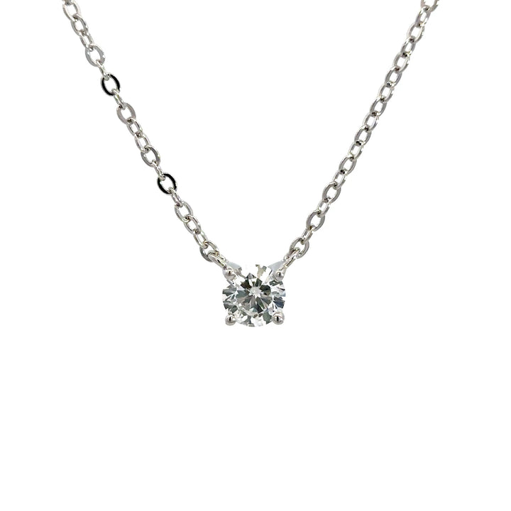 Platinum Infused Sterling Sliver - Solitaire Necklace 0.50ct #13329