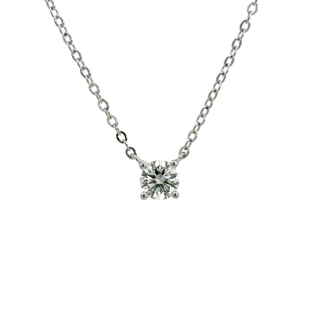 Platinum Infused Sterling Sliver - Solitaire Necklace 0.75ct #13330