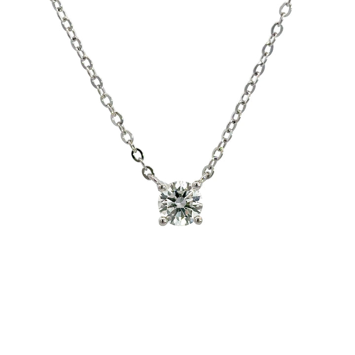 Platinum Infused Sterling Sliver - Solitaire Necklace 0.75ct #13330
