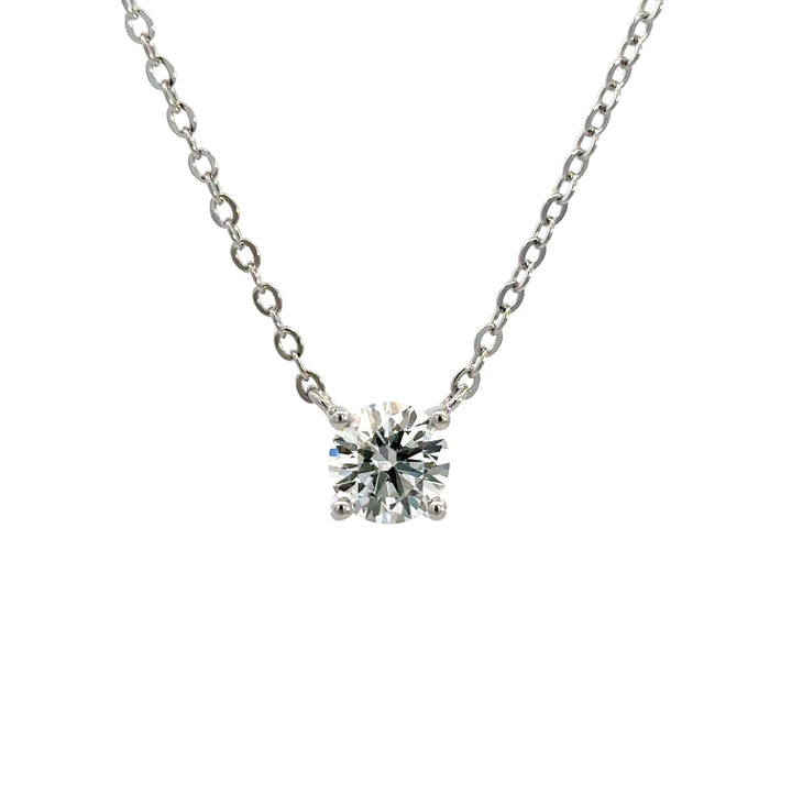 Platinum Infused Sterling Sliver - Solitaire Necklace 1.00ct #13331