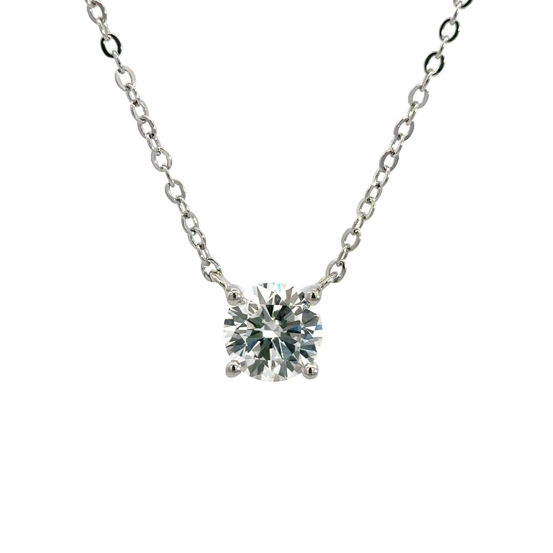 Platinum Infused Sterling Sliver - Solitaire Necklace 1.50ct #13332