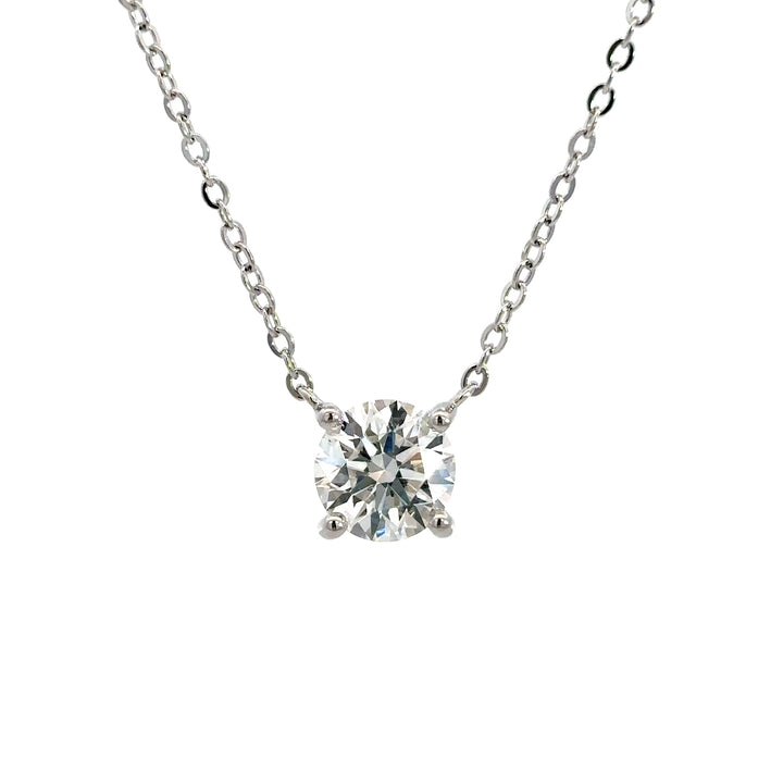 Platinum Infused Sterling Sliver - Solitaire Necklace 2.00ct #13333