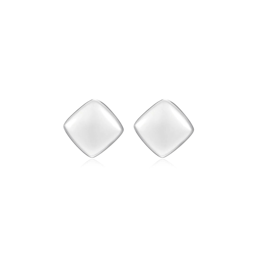 Sterling Silver with Rhodium - Square Stud Earrings #13338