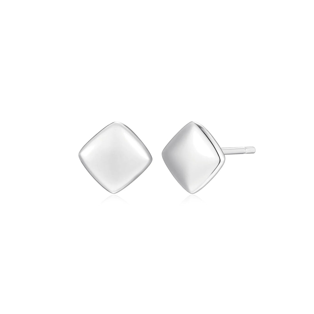 Sterling Silver with Rhodium - Square Stud Earrings #13338