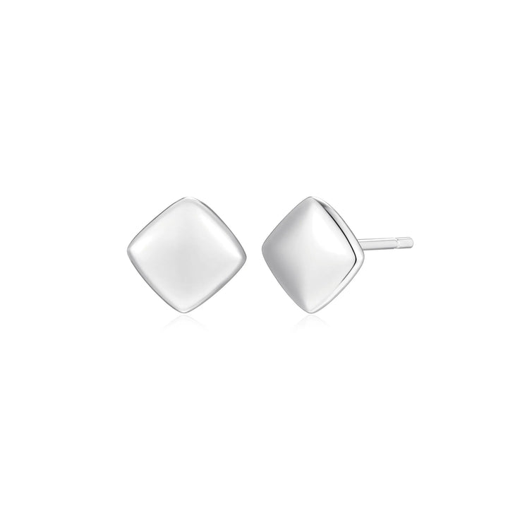 Sterling Silver with Rhodium - Square Stud Earrings #13338