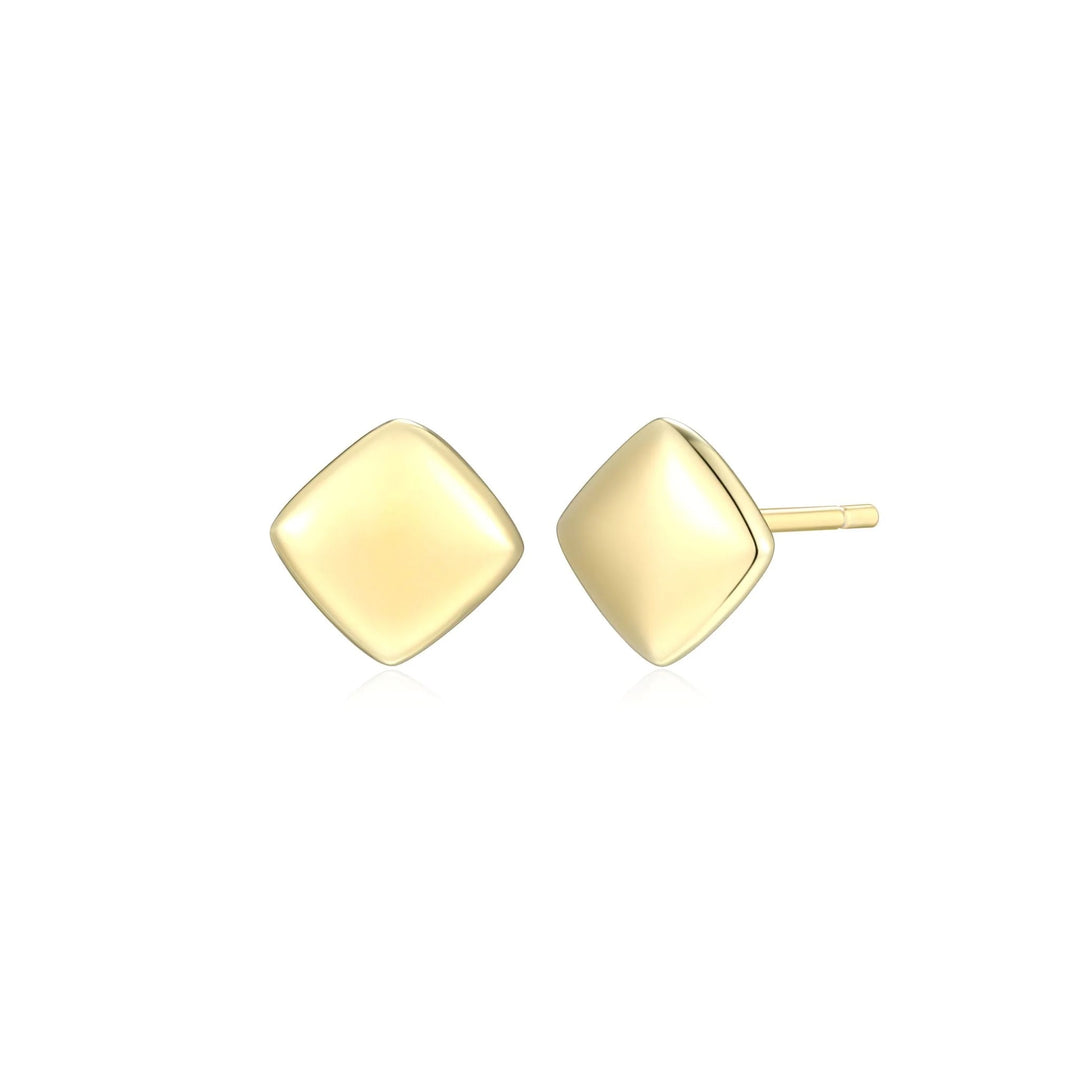 Sterling Silver with 18k Gold Finish - Square Stud Earrings #13339