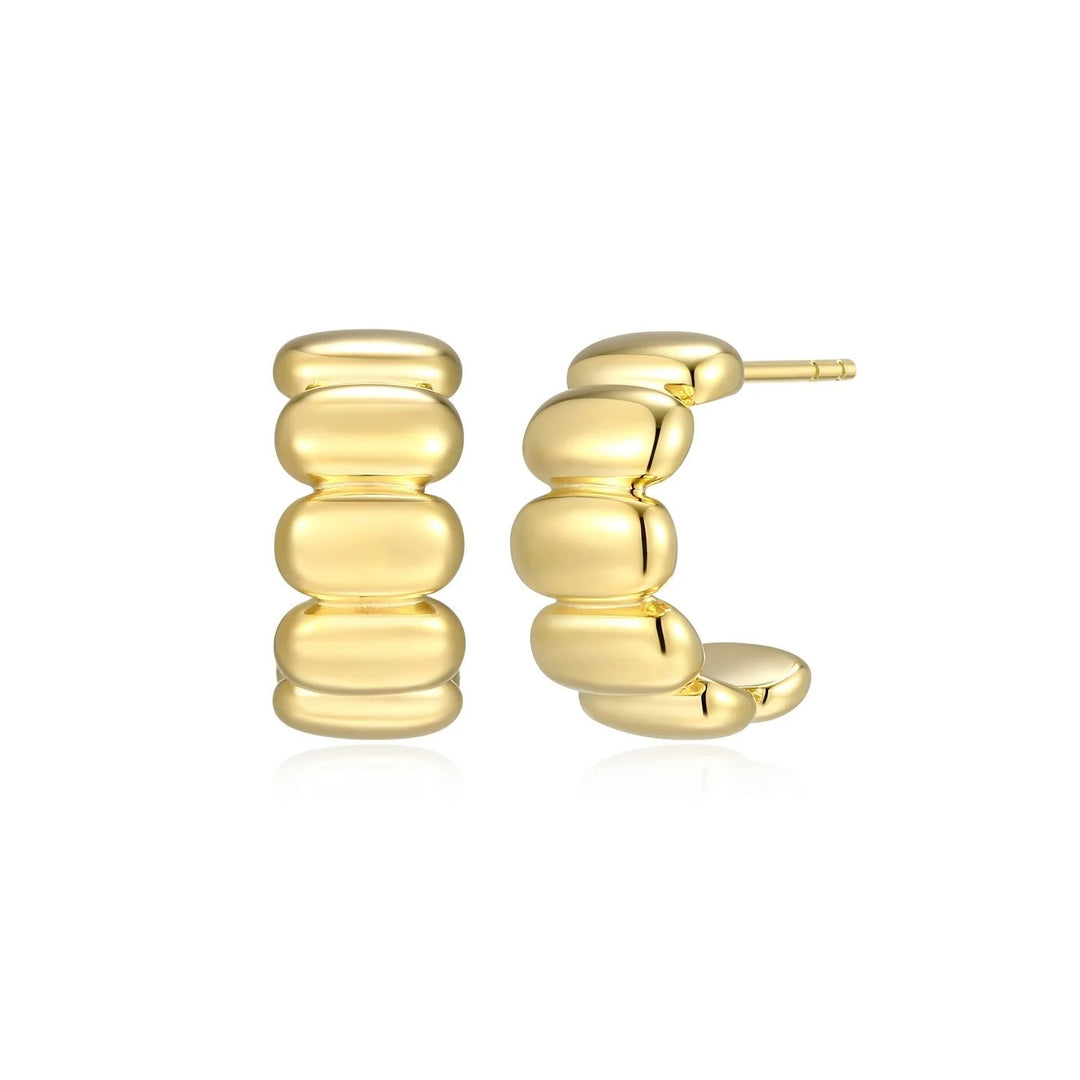 Sterling Silver with 18k Gold Finish - Half Hoop Earrings #13341