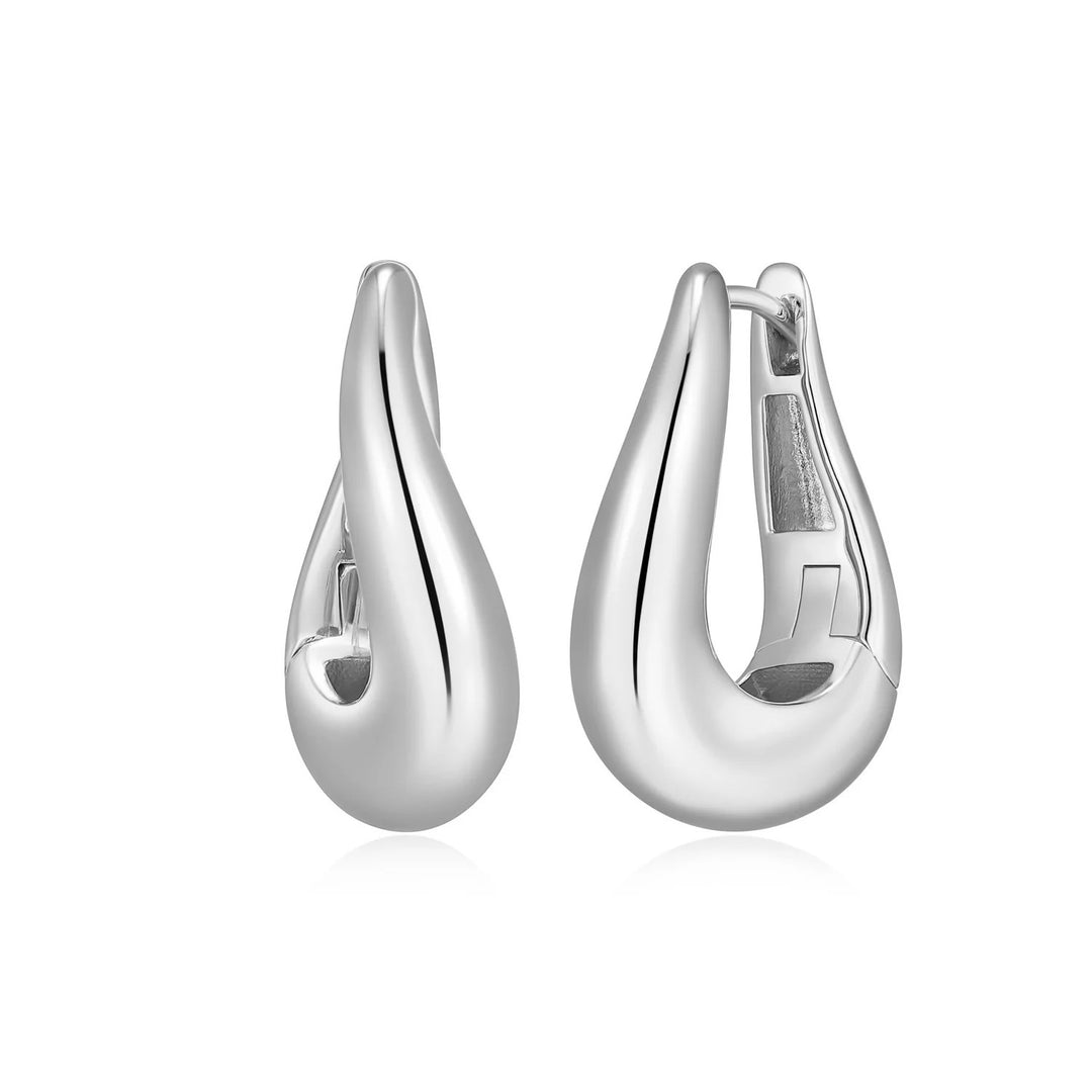 Sterling Silver with Rhodium - Hoop Earrings #13342