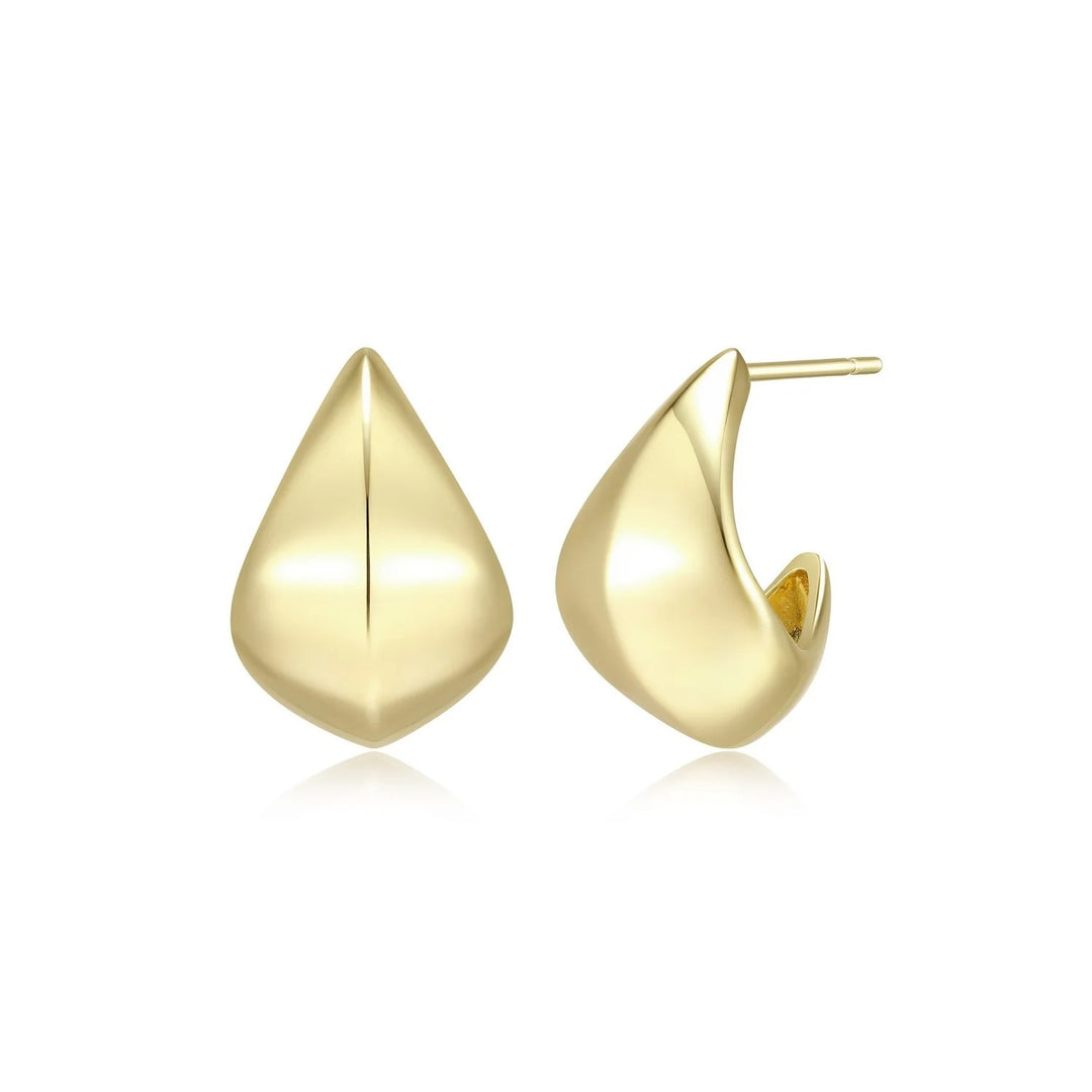 Sterling Silver with 18k Gold Finish - Dome Hoop Earrings #13345