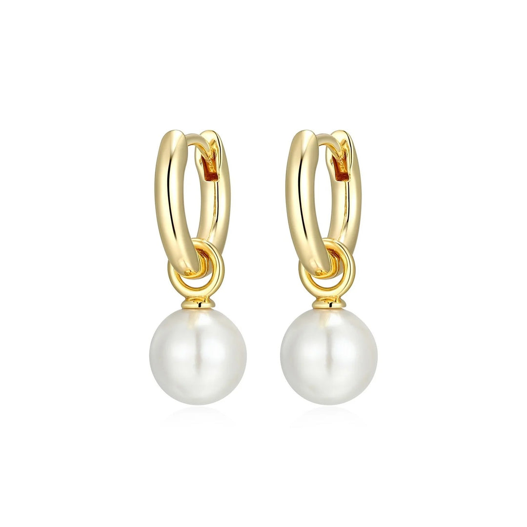 Sterling Silver with 18k Gold Finish - Pearl Earrings #13352