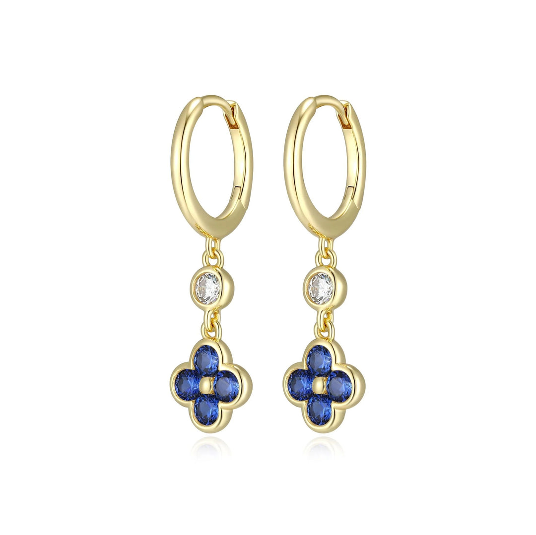 Sterling Silver with 18k Gold Finish - Flower Dangle Earrings #13358