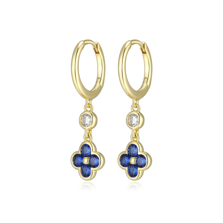 Sterling Silver with 18k Gold Finish - Flower Dangle Earrings #13358