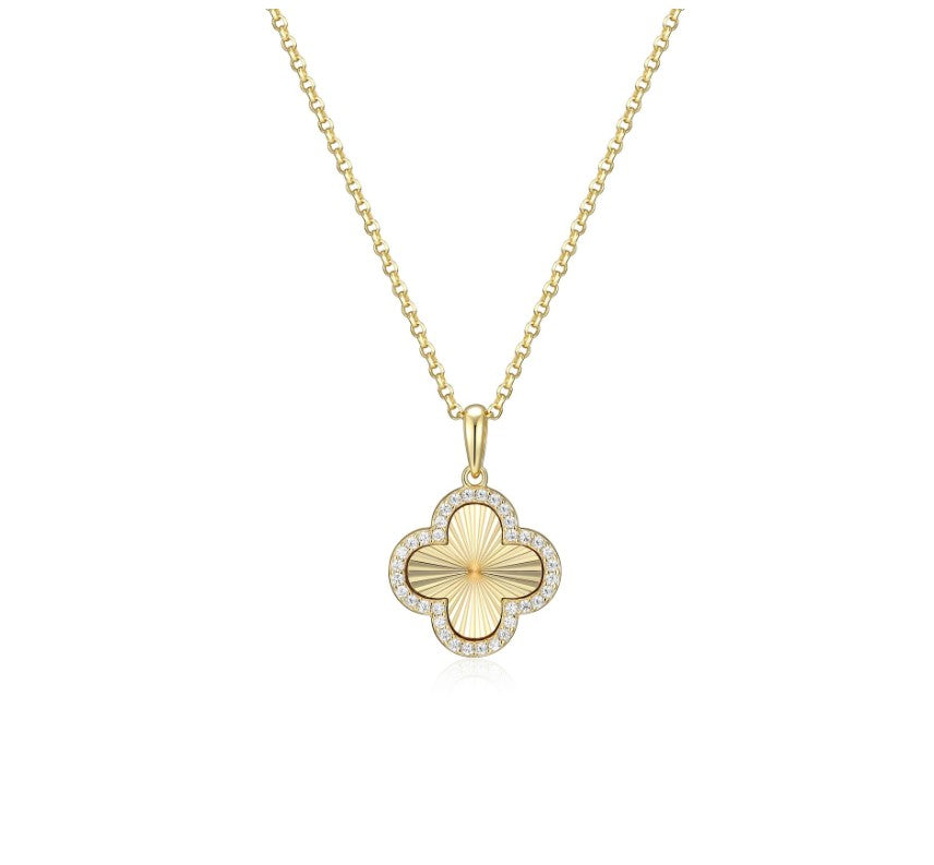 Sterling Silver with 18k Gold Finish - Clover Necklace #13361