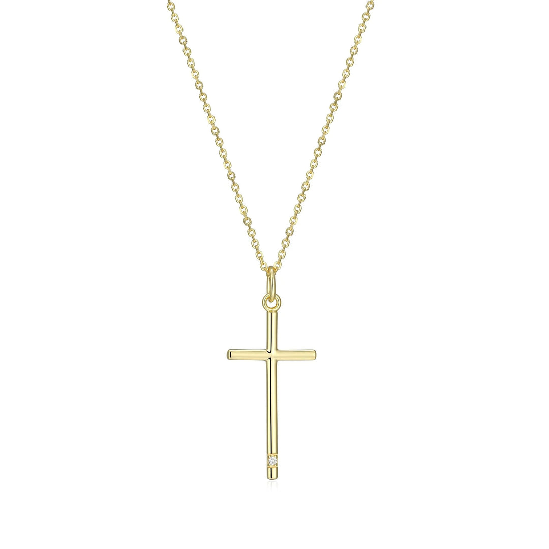 Sterling Silver with 18k Gold Finish - Cross Necklace #13362