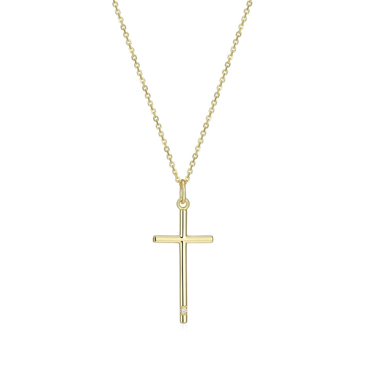 Sterling Silver with 18k Gold Finish - Cross Necklace #13362