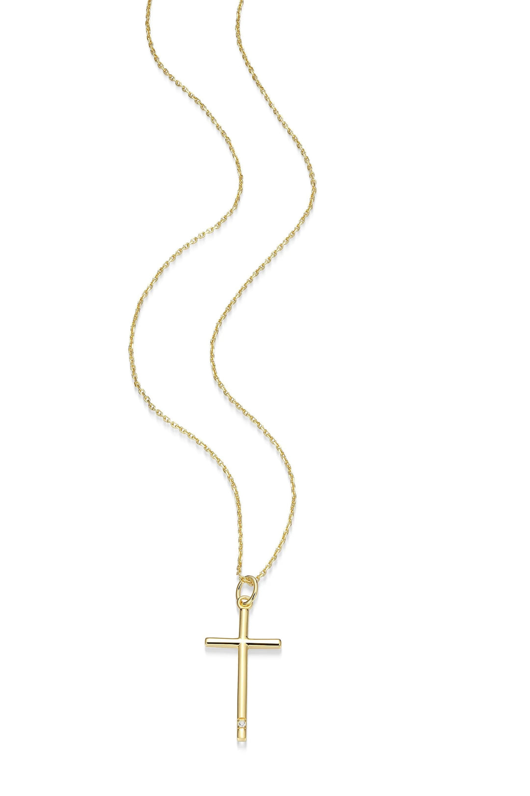 Sterling Silver with 18k Gold Finish - Cross Necklace #13362