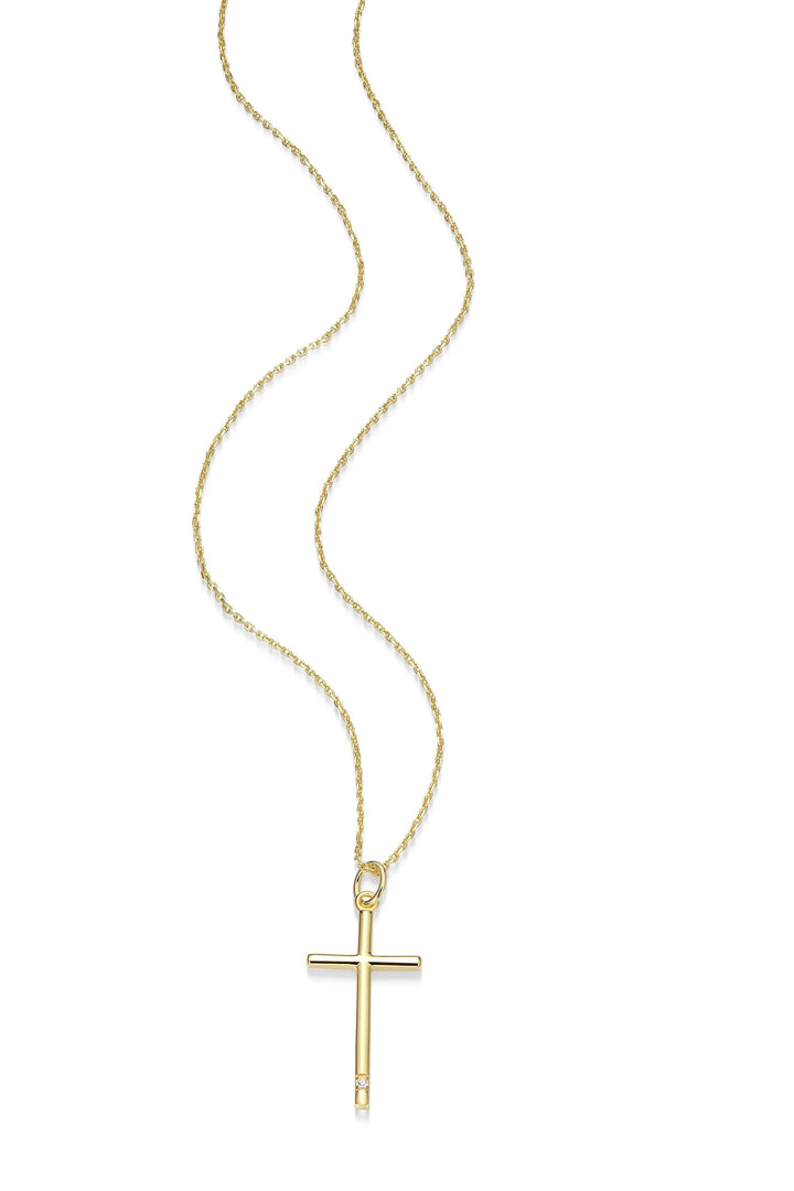 Sterling Silver with 18k Gold Finish - Cross Necklace #13362