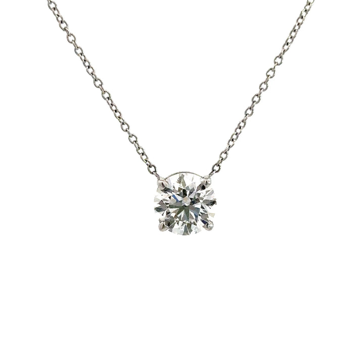 Solitaire Necklace (Round) - 14k White Gold 1.52ct #13407