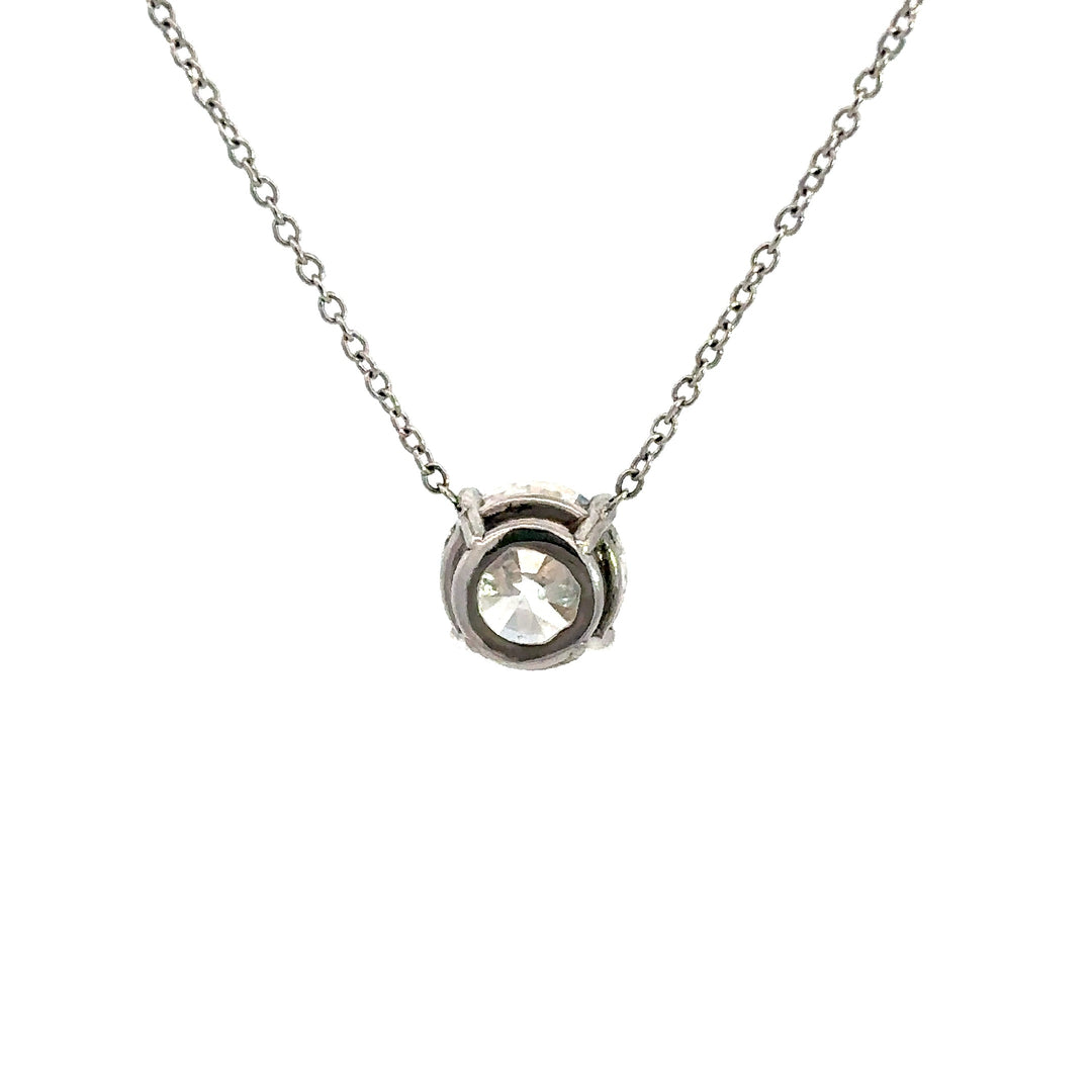 Solitaire Necklace (Round) - 14k White Gold 1.52ct #13407