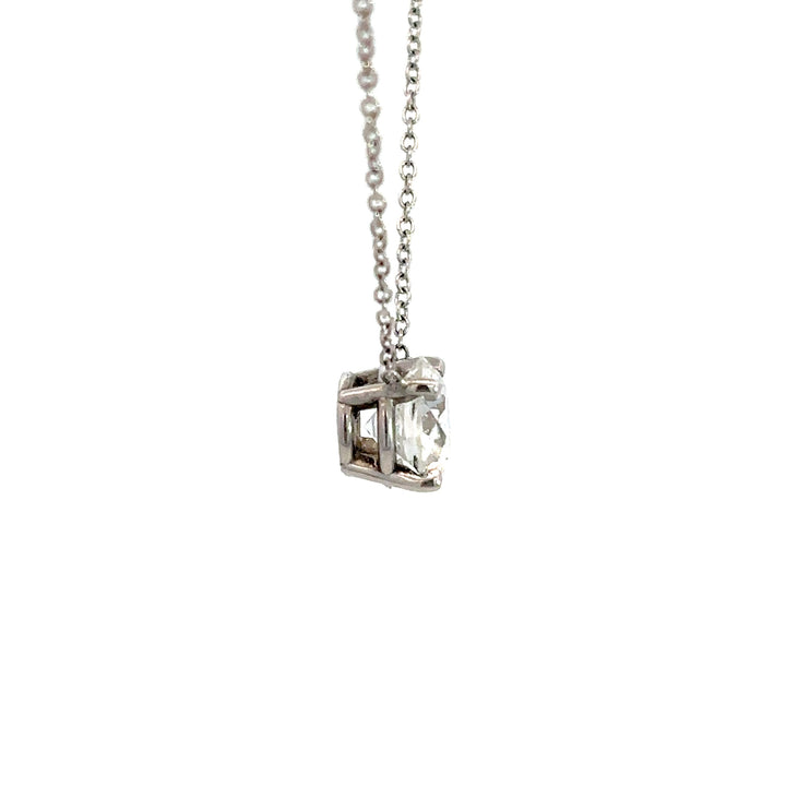 Solitaire Necklace (Round) - 14k White Gold 1.52ct #13407
