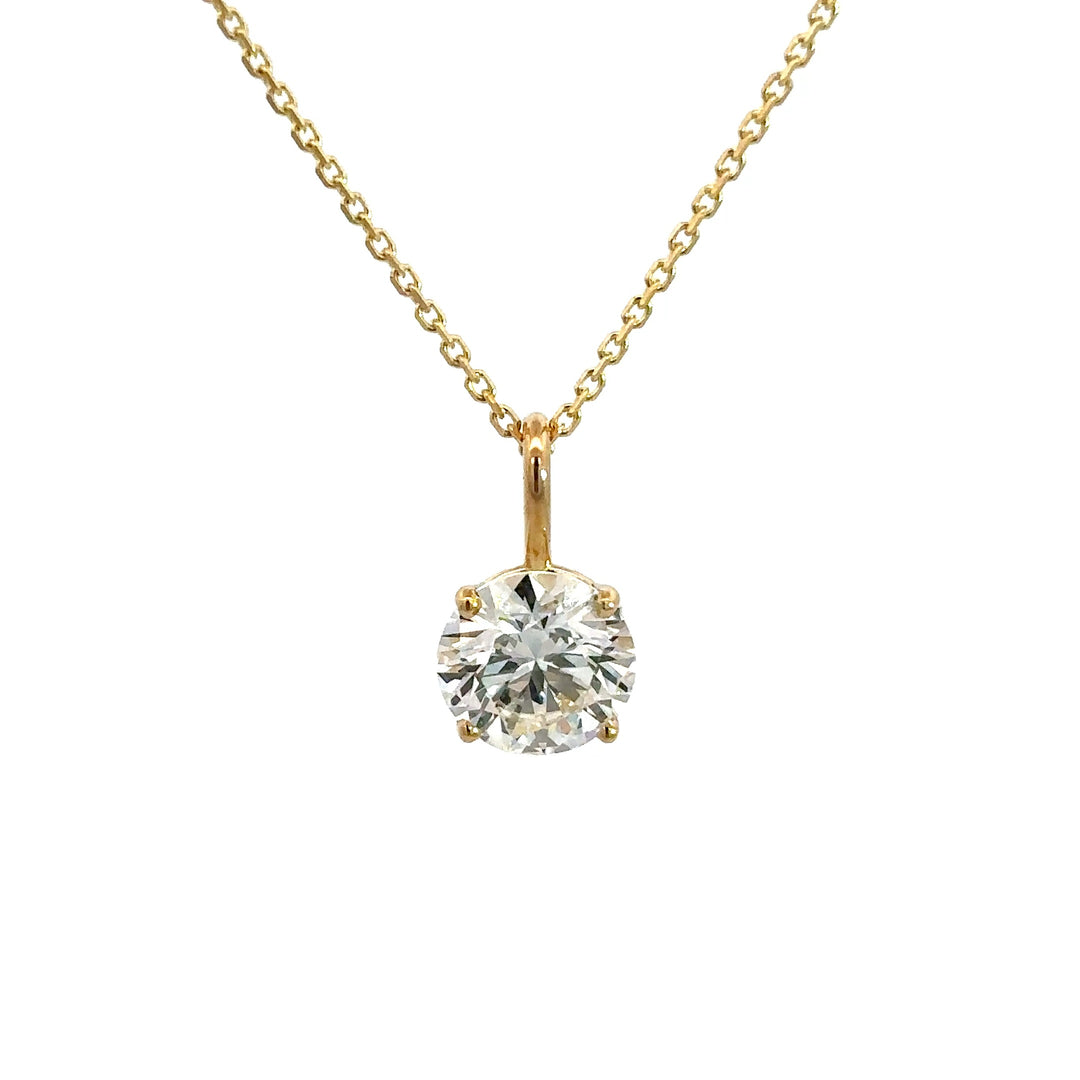 Solitaire Necklace (Round) - 14k Yellow Gold 1.62ct #13408