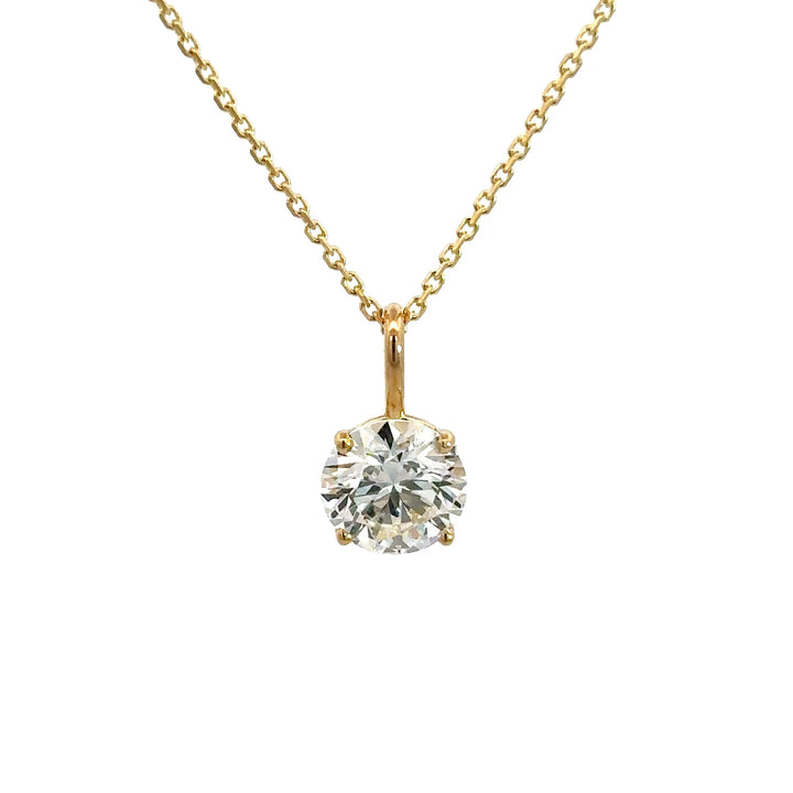 Solitaire Necklace (Round) - 14k Yellow Gold 1.62ct #13408