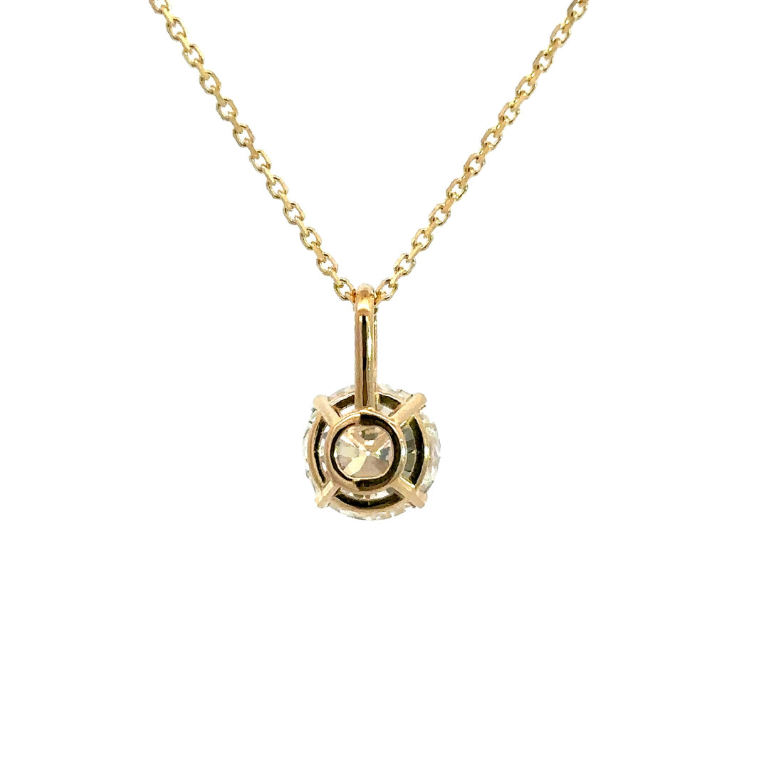 Solitaire Necklace (Round) - 14k Yellow Gold 1.62ct #13408
