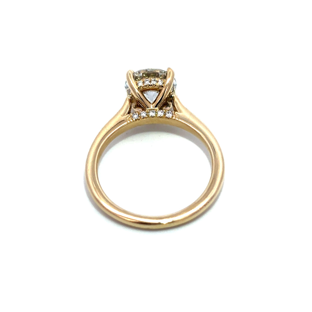 Hidden Halo Ring (Round) - 14k Yellow Gold with Bridge Diamonds 2.07ct #13416