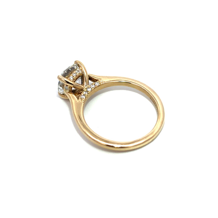 Hidden Halo Ring (Round) - 14k Yellow Gold with Bridge Diamonds 2.07ct #13416