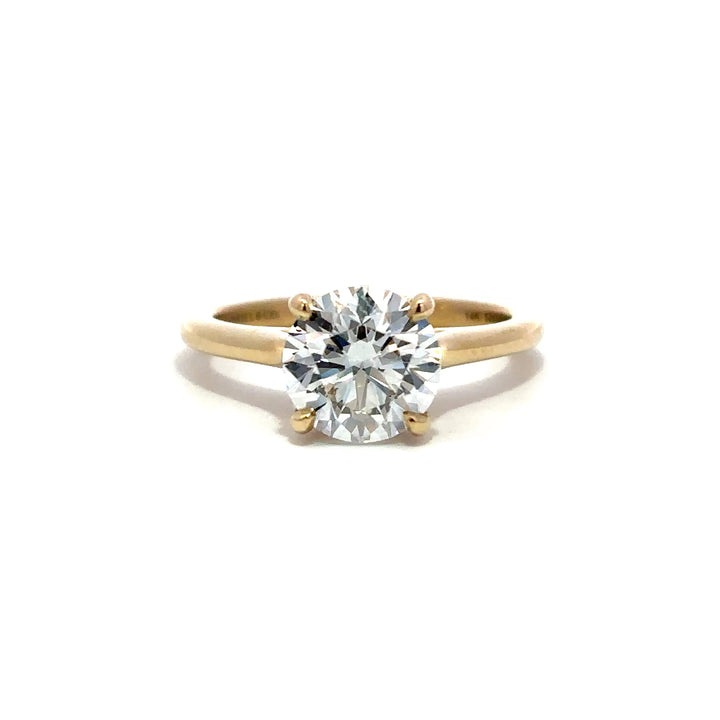 Hidden Halo Ring (Round) - 14k Yellow Gold with Bridge Diamonds 2.07ct #13416