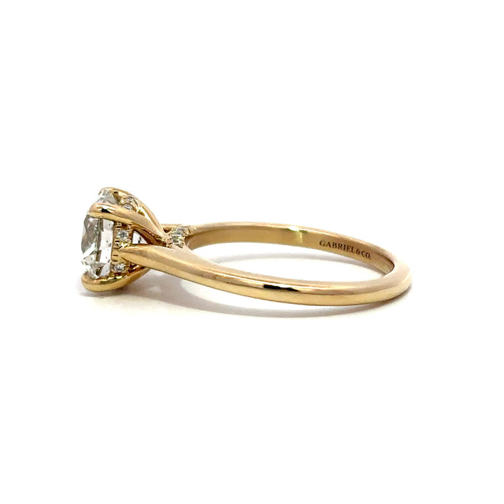 Hidden Halo Ring (Round) - 14k Yellow Gold with Bridge Diamonds 2.07ct #13416